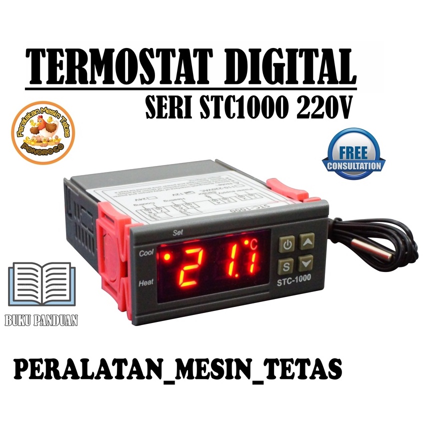 Paket Lengkap Mesin Tetas Termostat STC1000 Termo-Hygrometer Kabel Termometer Gea Peralatan Mesin Tetas