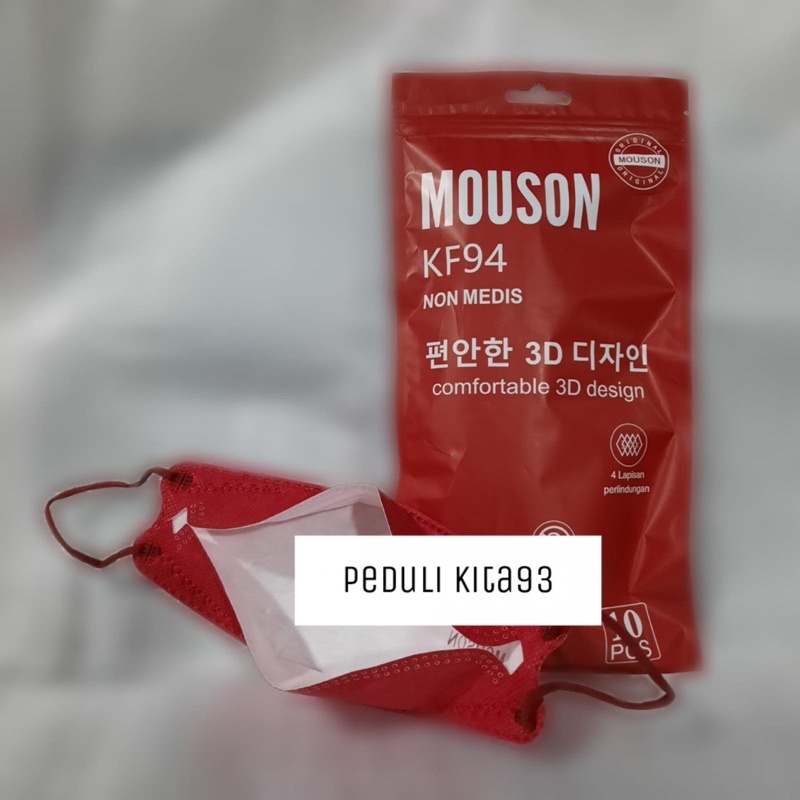 masker kf94 mouson 4ply 1pack isi 10pcs packing ziplock