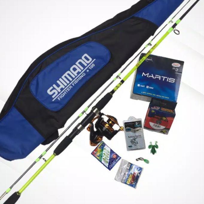 Set Pancing Laut Joran Sda 180 Reel Martis Fiber Solid Kekuatan 30Kg