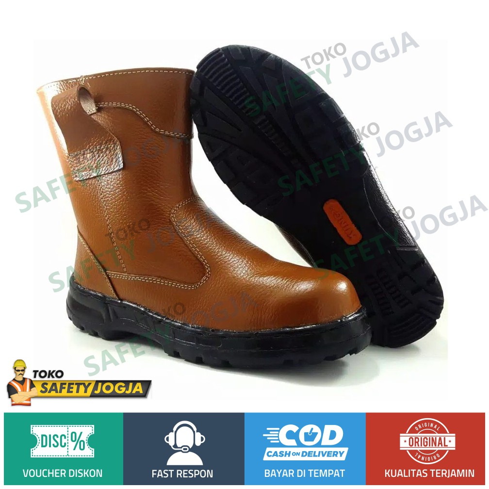 SEPATU SAFETY BOOT COKELAT KULIT ASLI