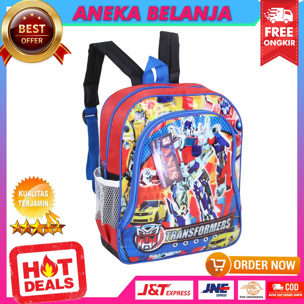 Backpack Import Fashionable Khusus Anak Cowok Model Mika Sedang Gambar Transformer Merah Kece Tas Sekolah Lucu Keren Anak Laki Laki PAUD TK SD Stylish Termurah Berkualitas