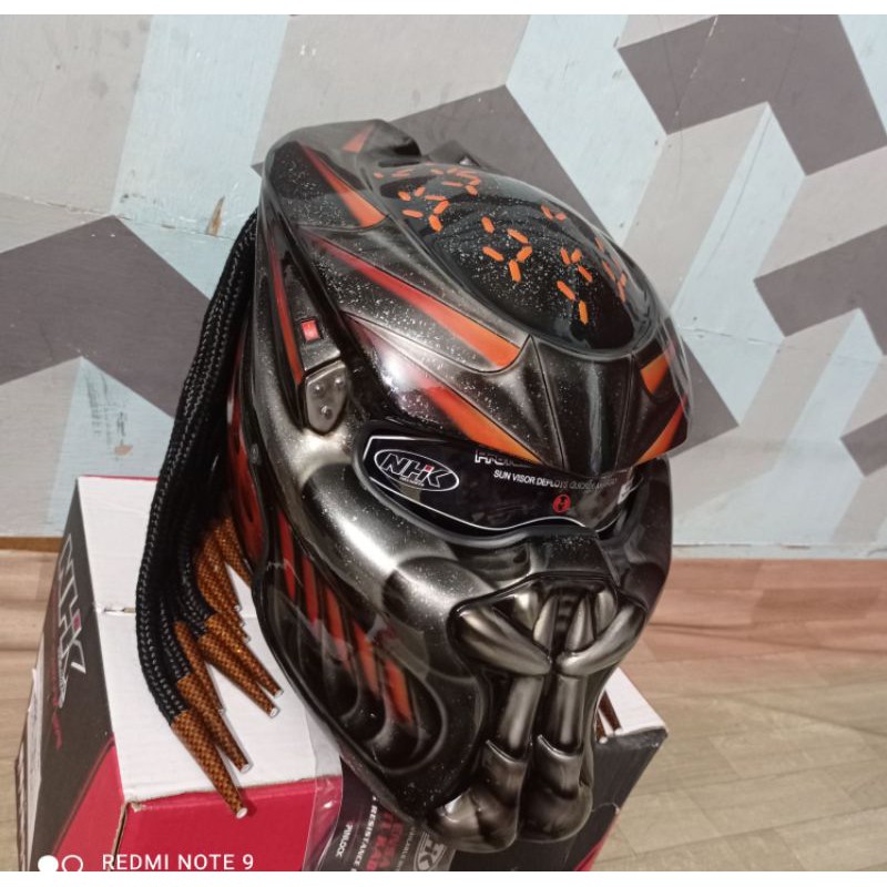 ORANGEHITAM_HELM PREDATOR SNI/DOT BY D'K_A.brush/HELM CUSTOM