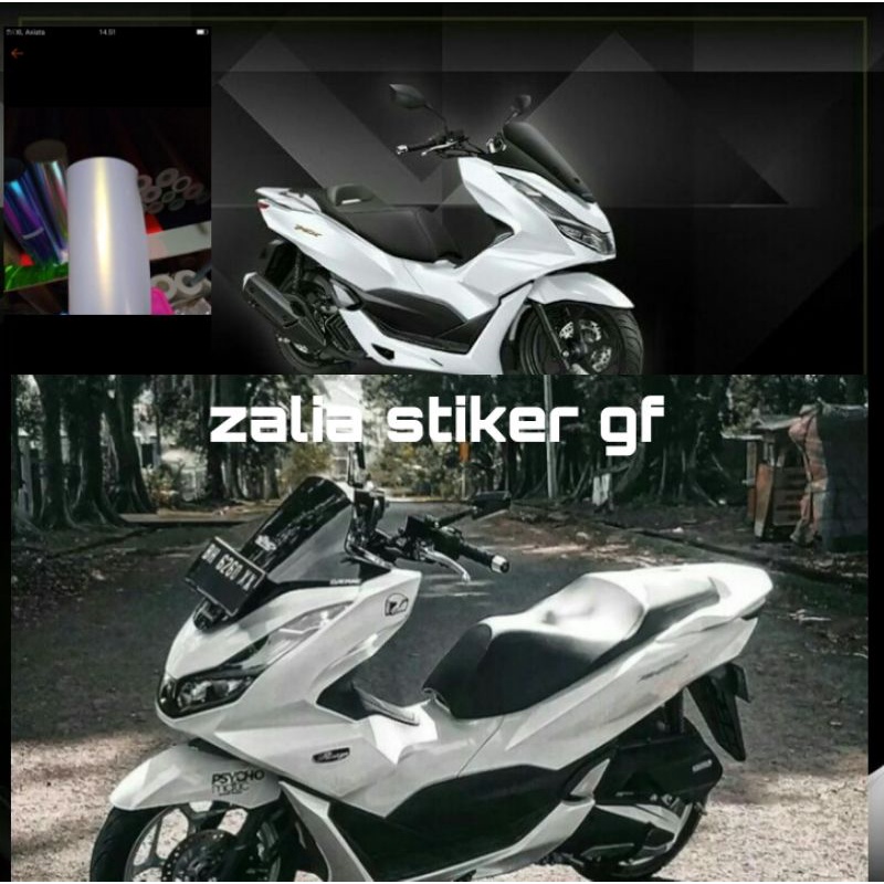 Stiker Skotlet Bunglon putih mutiara lbr 50 cm Stiker Skotlet motor gloss