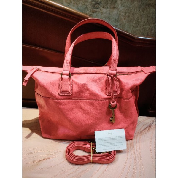❌SOLD OUT❌ Tas Preloved Fossil Julia Satchel Neon lengkap KEY dan TALPAN MURCEH AUTH ORIGINAL❤️