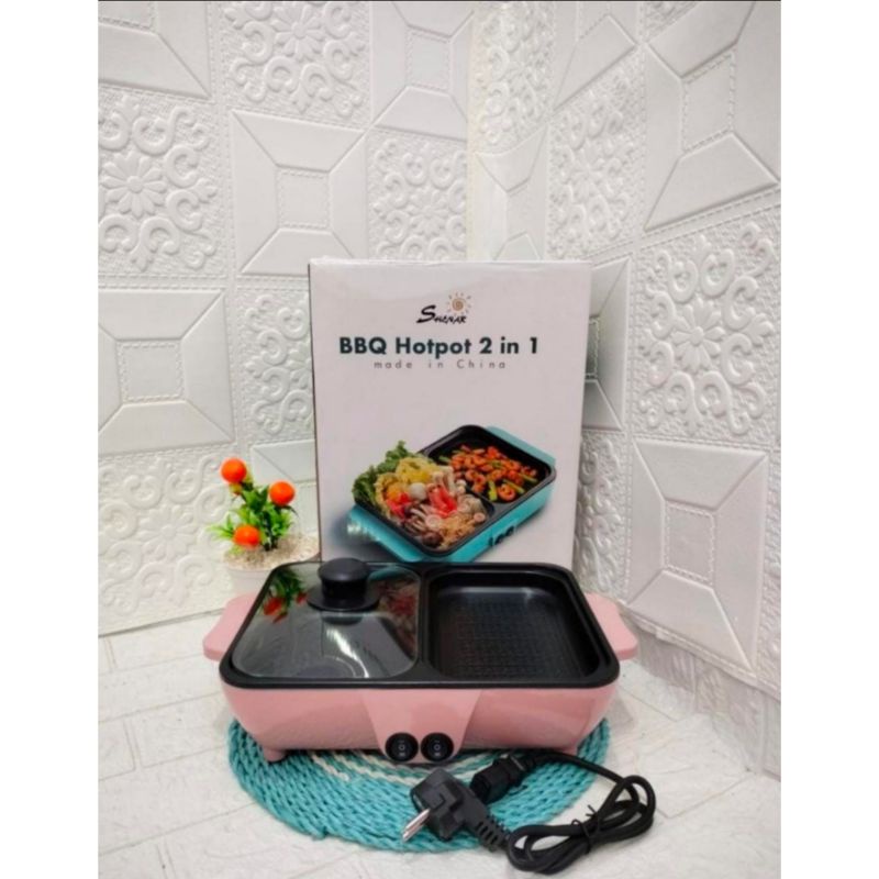 Shenar Hotpot listrik 2 in 1 || Panci dan penggorangan listrik || pan Grill dan Suki shabu listrik