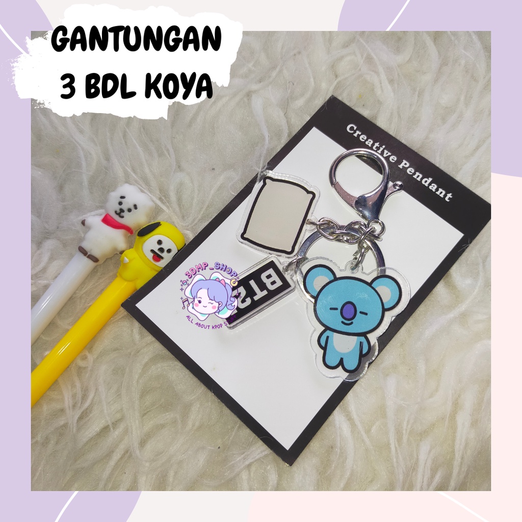 Gantungan Kunci Ganci Keychain BT21 3 bandul