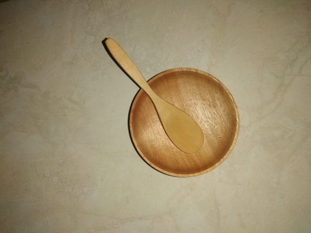 1 Set Mangkok Kayu Dmt 8cm + Sendok Pj 10cm Atau 12cm / Mangkok Masker/ Mangkok Sambal