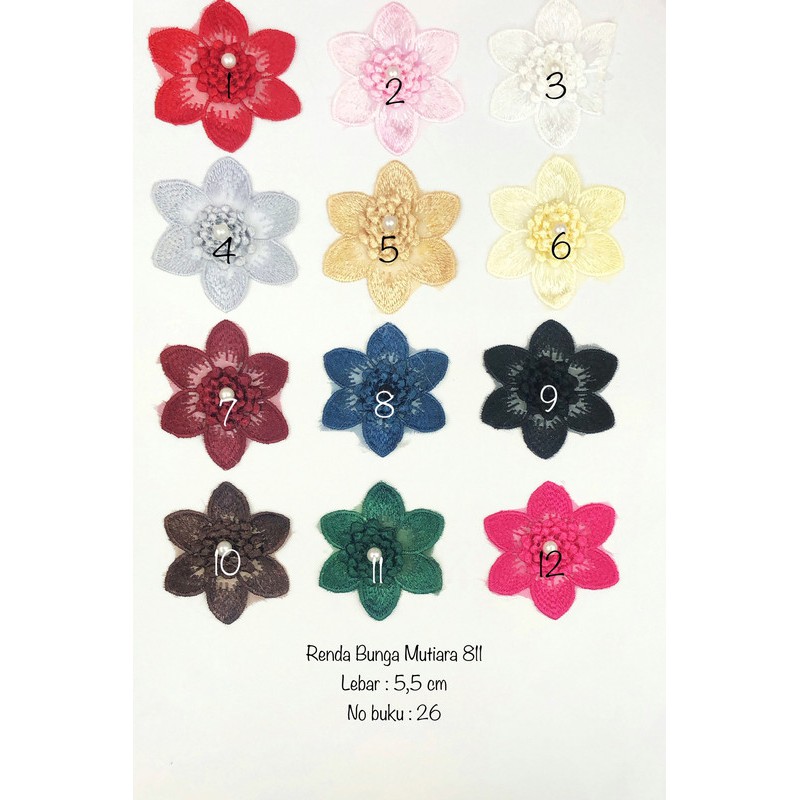 Renda Bunga Mutiara 811, Renda Baju, Renda Bordir, Renda Giper, Renda Katun, Lebar 5,5 cm