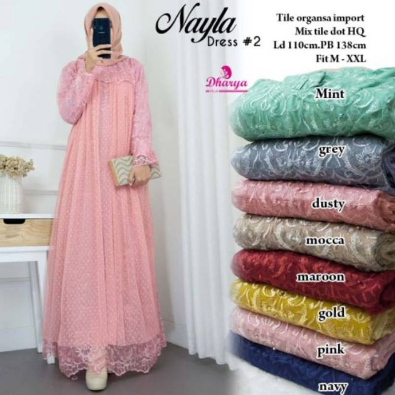 Nayla Dress #2 fab Tile Organza mix Tile Dot