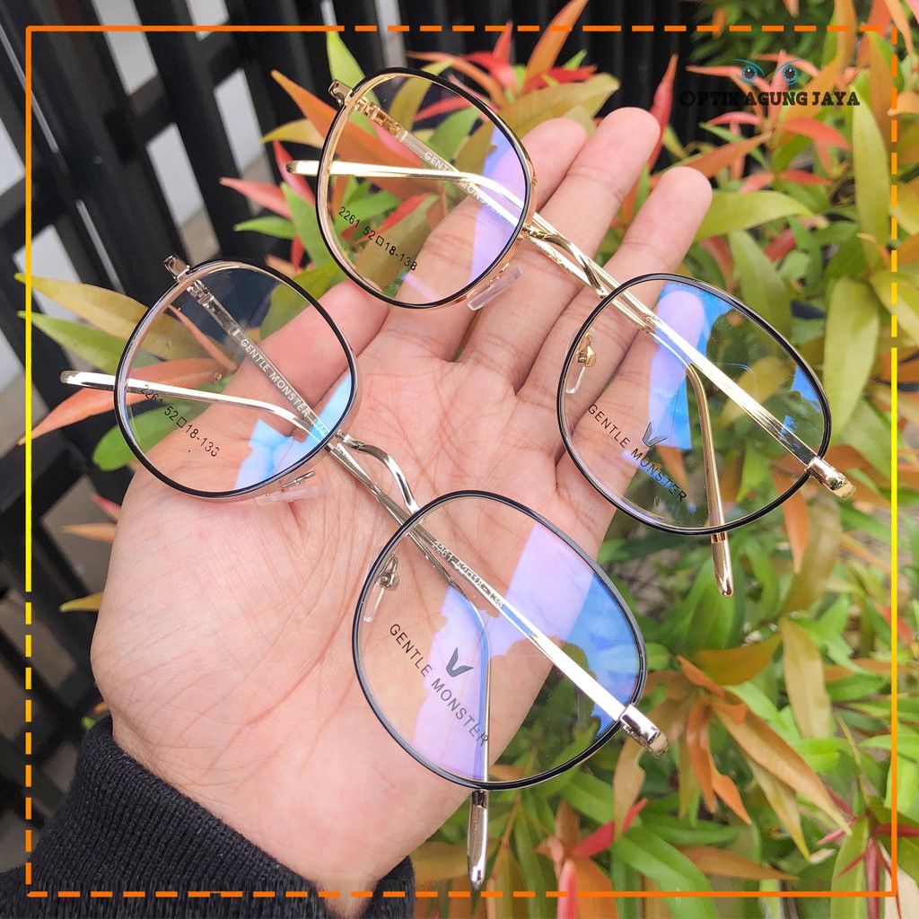( GRATIS LENSA ) Frame Kacamata Minus Pria Wanita Gentel Monster GM225 | High Quality | Premium
