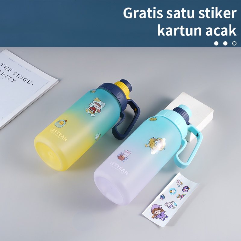 Letyeah &amp; Kaizenliving Botol Air Minum Dengan Sedotan Dan Free Sticker/Viral Botol Anak Sekolah 1800ml