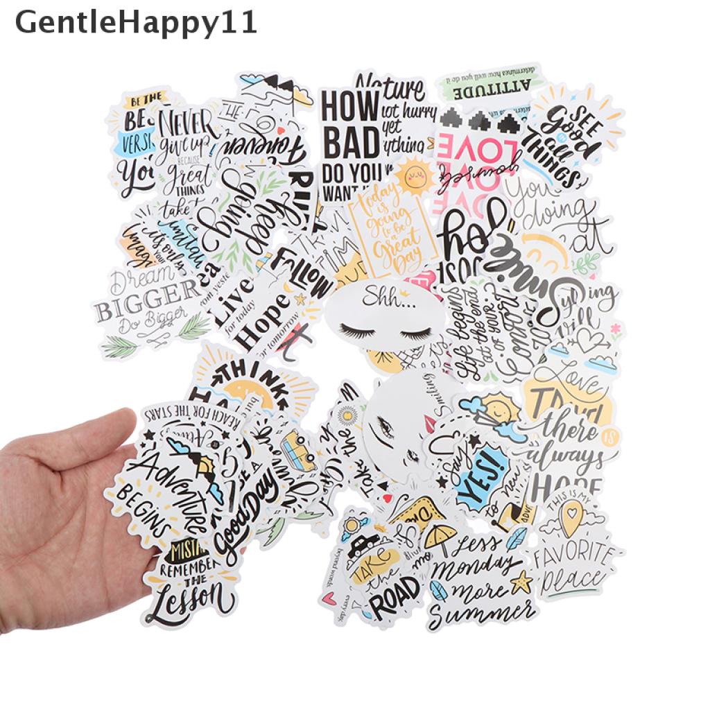 Gentlehappy 50Pcs / Set Stiker Motif Tulisan Motivasi Anti Air Untuk Dekorasi Laptop / Skateboard Diy