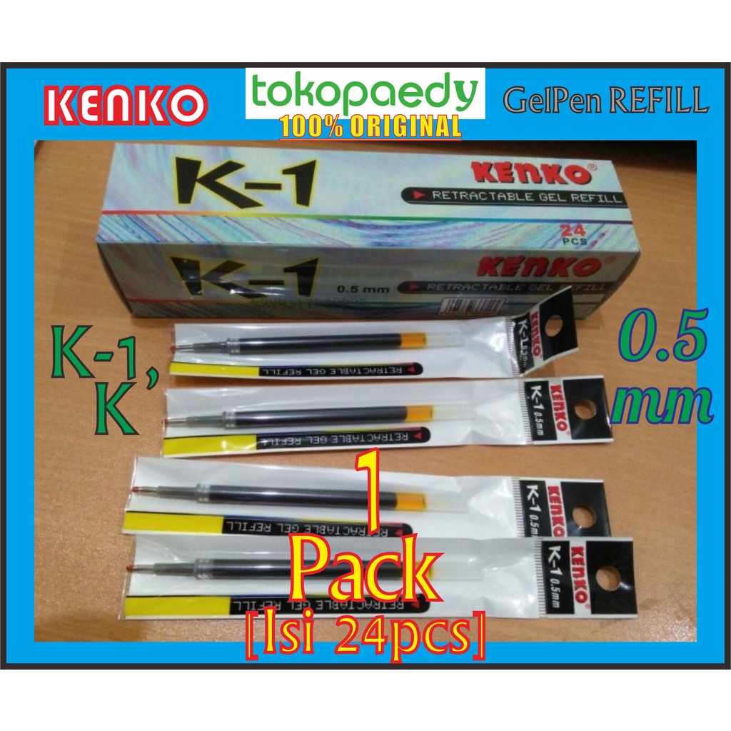 

[PER PACK] Isi Pulpen Gel KENKO K1, K per 1Box (Isi 24pcs) -KENKO K-1 K 0.5mm / GelPen REFILL KENKO K1