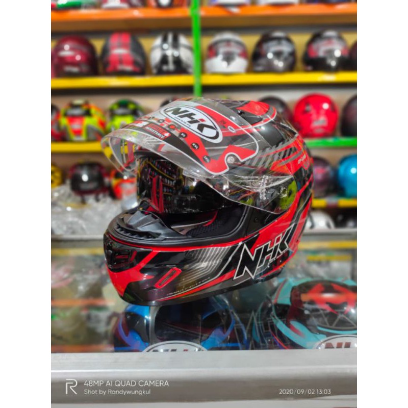 Sale_ HELM NHK GP1000 PLASMA RED/BLAK DOBEL VISOR