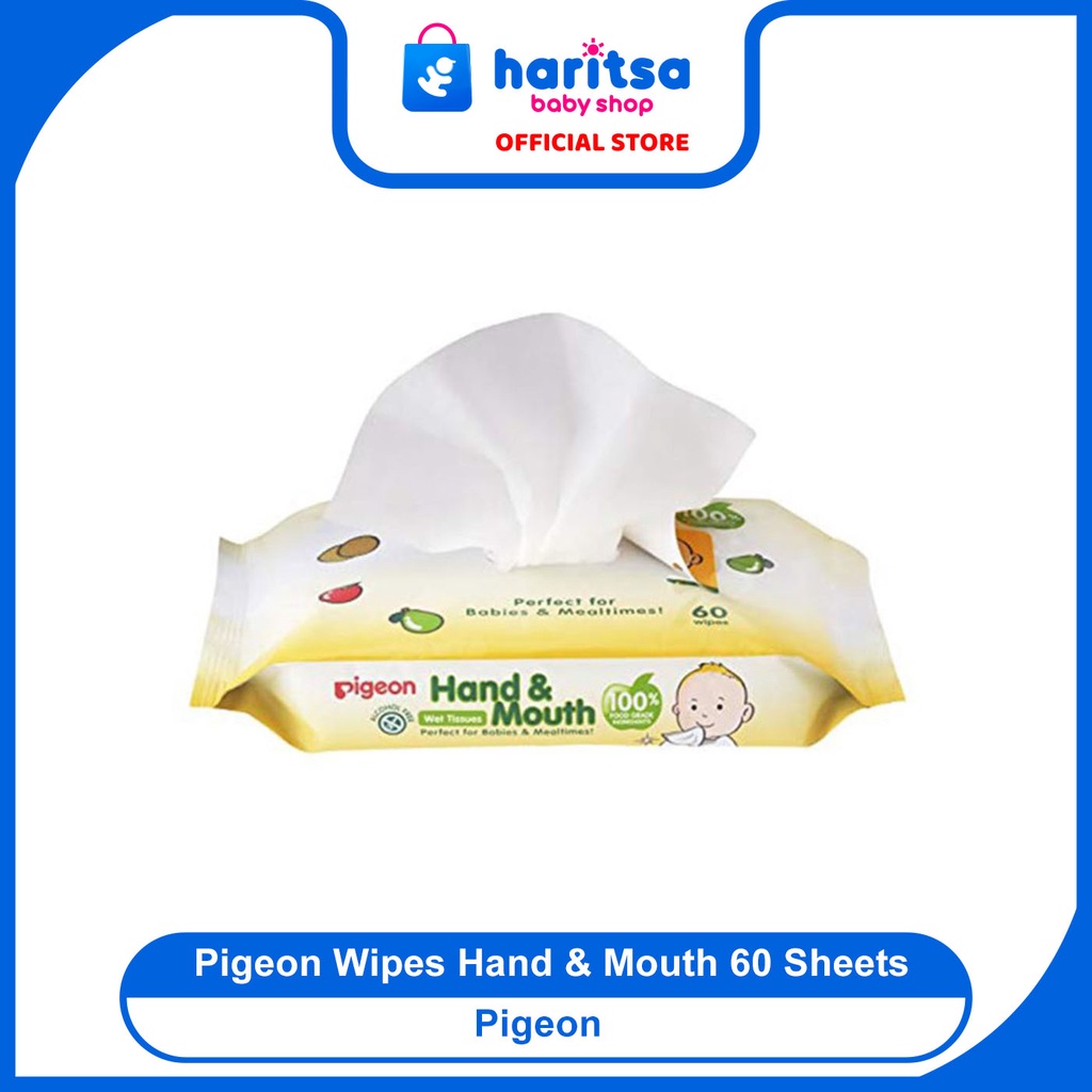 Pigeon Tisu Basah Bayi tangan &amp; Mulut Wipes Hand &amp; Mouth 60s