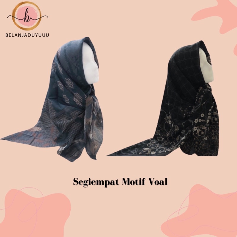 Hijab Voal Motof Segiempat / Voal  printing / voal motif / segiempat motif / hijab voal motif / hijab motif / hijab segiempat motif