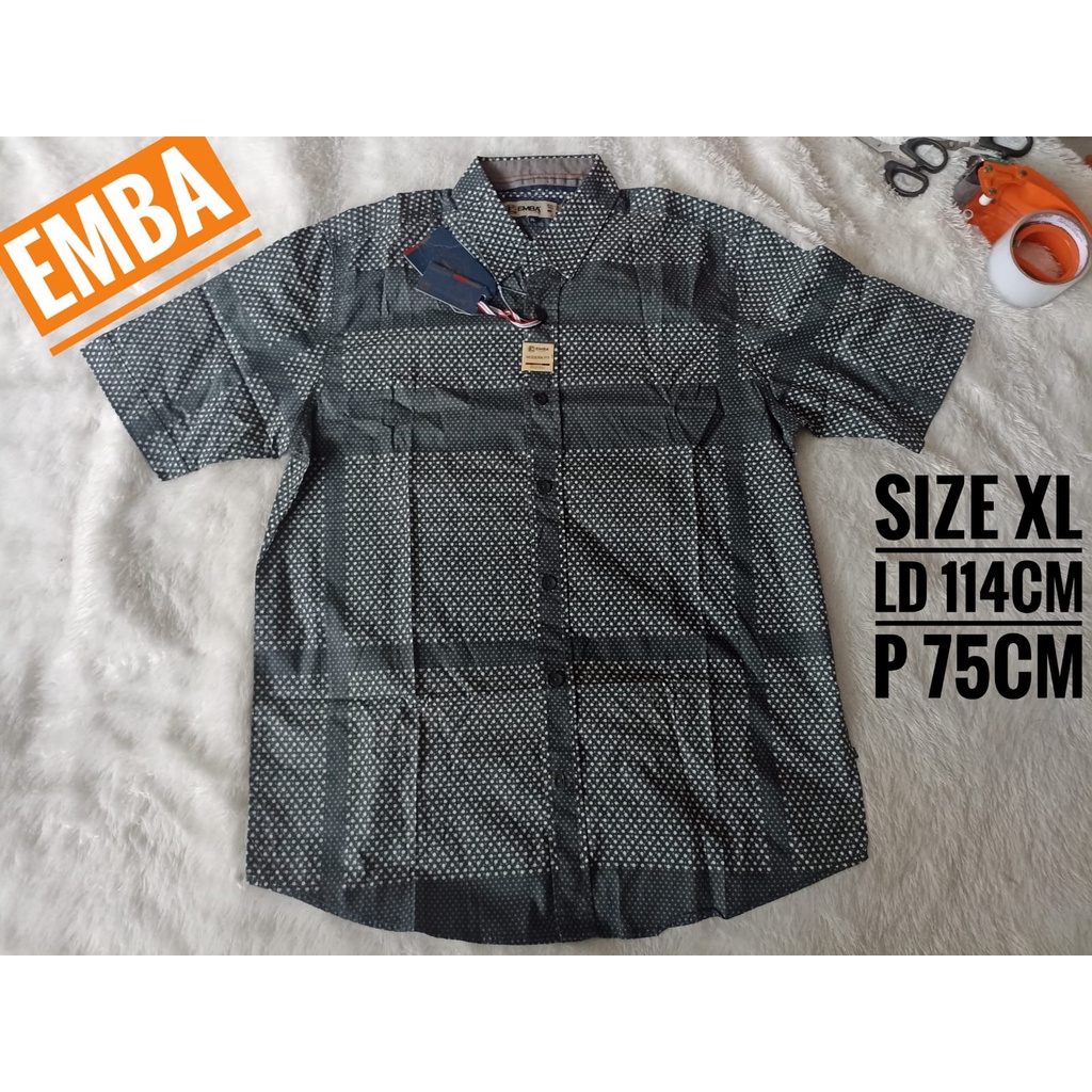 Emba size XL Original kemeja pria branded lengan pendek merah polos brand matahari baju atasan laki-