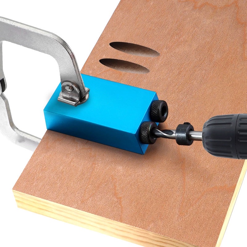 RDEER Kit Adapter Mata Bor Hole Jig Pembuat Lubang Baut Papan Kayu - TZ6810 - Blue