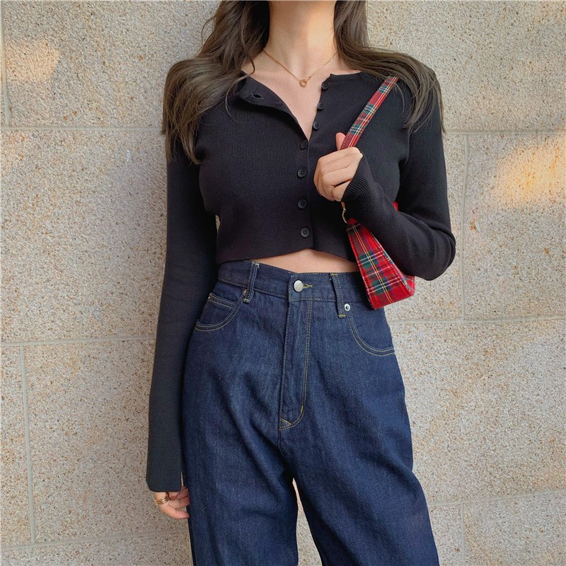 Cardigan Rajut Lengan Panjang Model Slim 3 Warna Gaya Korea Untuk Wanita