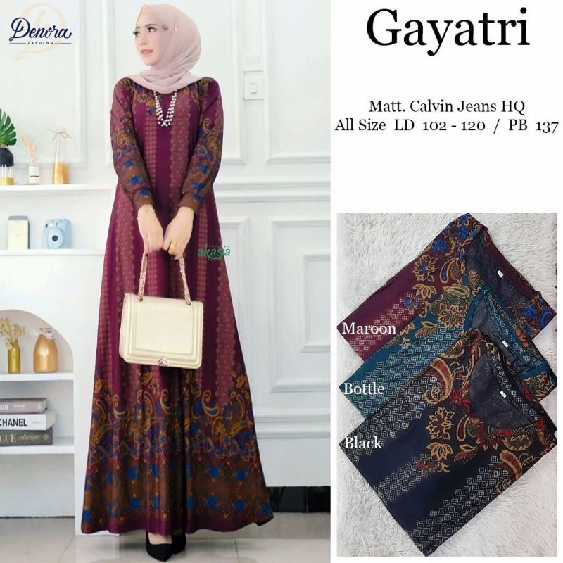 GAYATRI DRESS by Denora ; Gamis import calvin jeans berkualitas nyaman motif batik elegan cantik