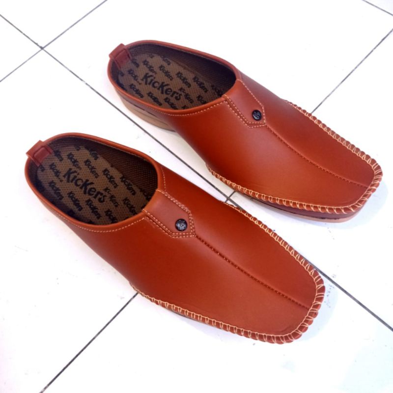 Sepatu Slop Pria - Sepatu Slip-On Pria - Sepatu Kulit Pria SEPATU SLOP PRIA/SANDAL SLOP PRIA BERKUALITAS-Tan