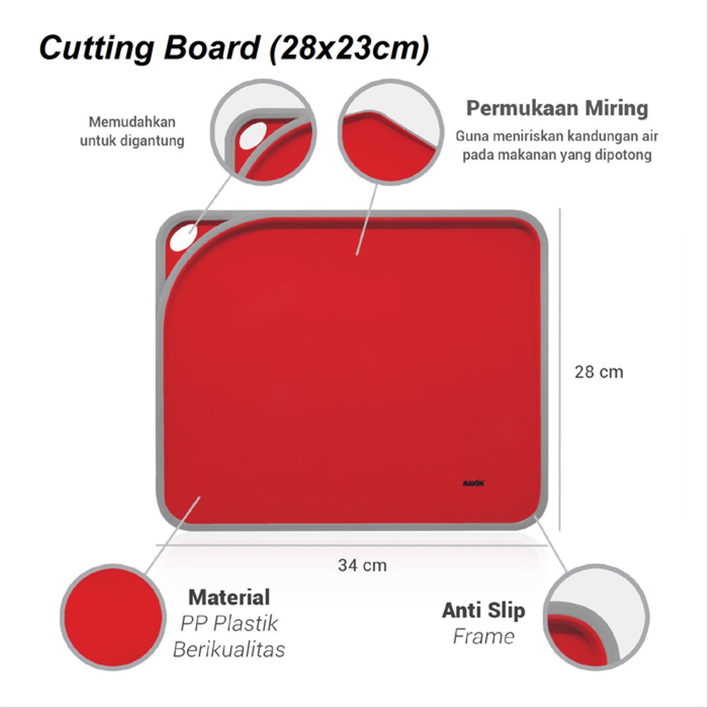 MAXIM TOOLS CUTTING BOARD RED 28 x 23 CM / TELENAN