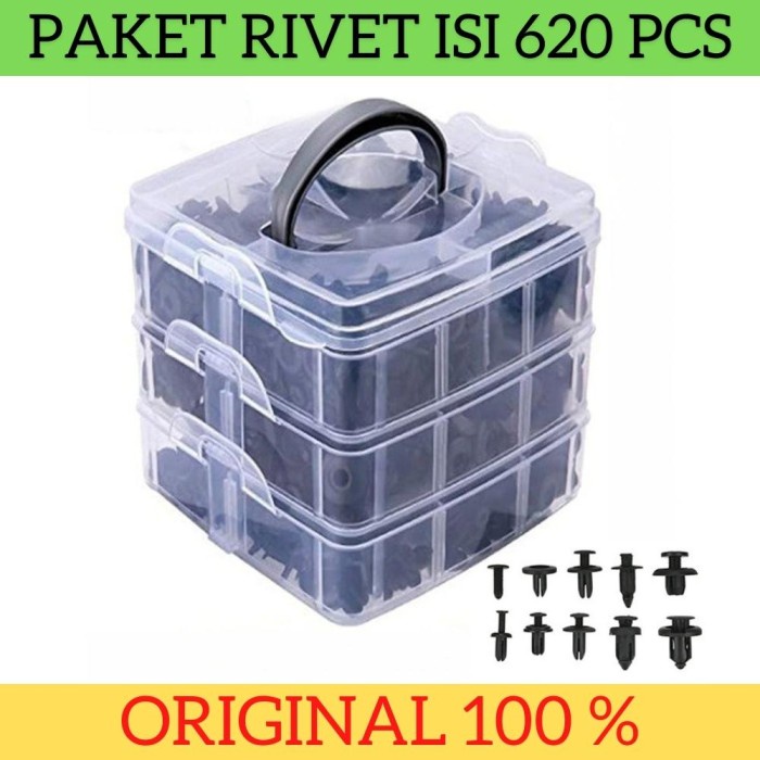 Paket 620 Pcs Baut Rivet Mobil Universal Car Push Pin Fasteners Clip