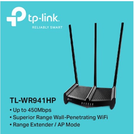 TP-LINK TL-WR941HP N450 High Power Wi-Fi Router 450Mbps at 2.4GHz 1000mw 5P 10/100M 3 9dBi antena