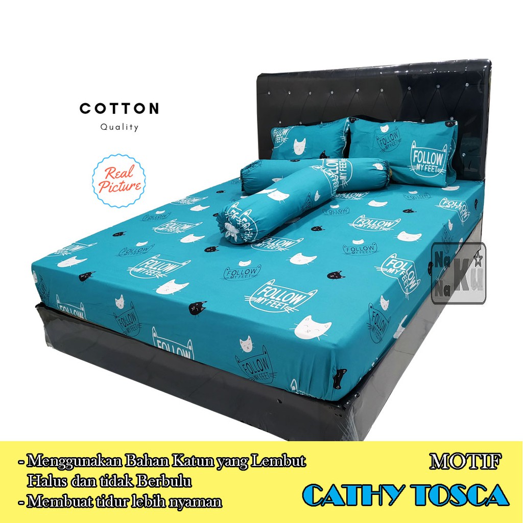 Sprei Set Katun dgn Sarung Bantal dan Guling - Motif Q