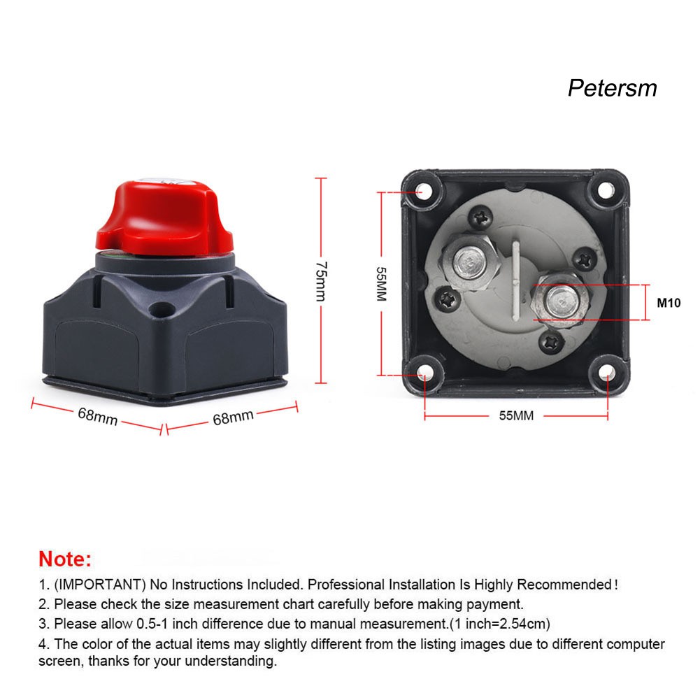 J1Q Switch Isolator Baterai 12v Model Putar On/Off Untuk Mobil/Perahu/Atv/Truk