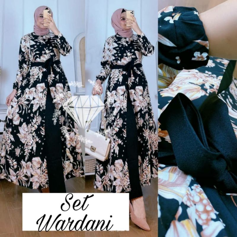 SET CELANA WARDANI BUNGA, MONALISA PREMIUM, GAMIS HIJAB MUSLIM, SETELAN