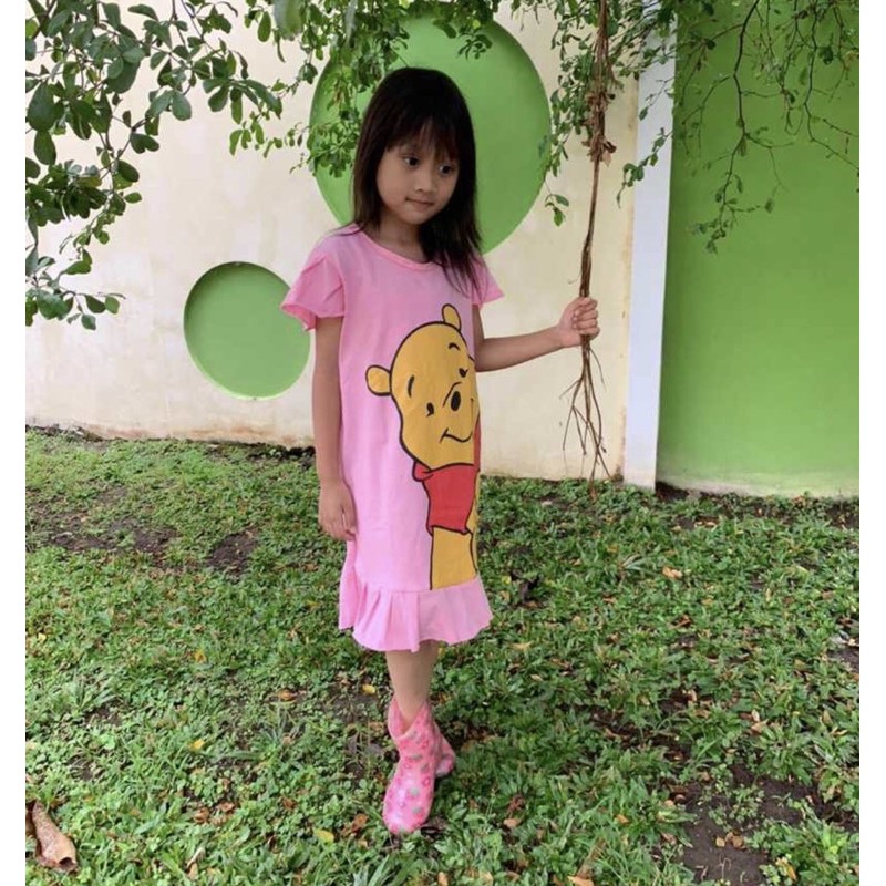 dress ruffle kaos anak merk pineapple daster anak usia 1-5 tahun