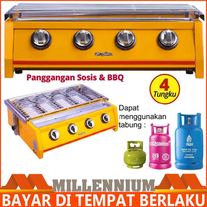 Niko GR4 Kompor Gas Pemanggang 4 Tungku / Kompor Pangangan Sosis Daging DLL