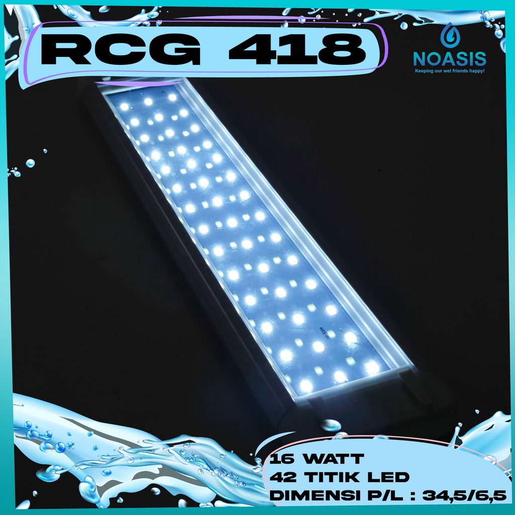 LAMPU LED AQUARIUM LED RECENT RCG-418-SW 16 WATT 40 CM PUTIH AQUASCAPE