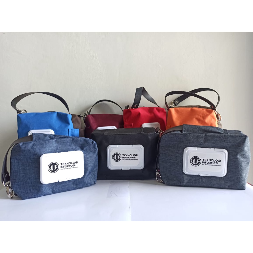 SOUVENIR POUCH 4 IN 1 Tempat Tissue Basah, Tissue Kering, Hand Sanitizer, Masker, Minyak Kayu Putih,