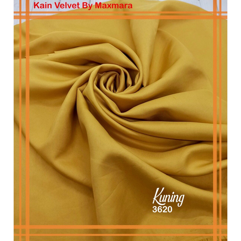 Bahan Multi Kain Satin saten Velvet maxmara Polos bridesmaid Meteran Super A Grade-3620 kuning