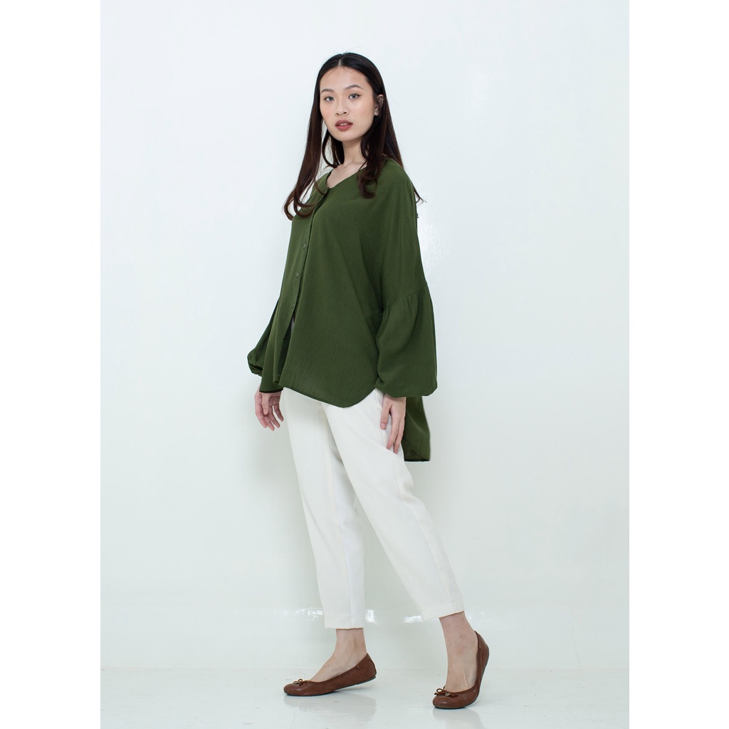Ixora Abia Oversized Shirt - Kemeja Wanita Oversized-Army