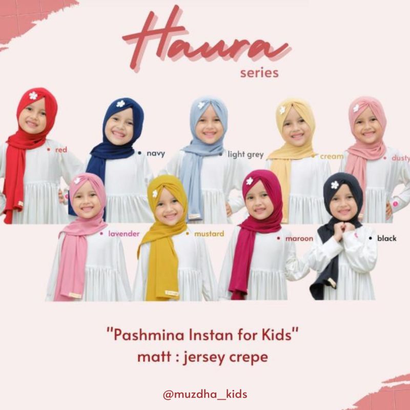 Haura Series / Pashmina Anak / Jilbab Anak / Pashmina Instan Anak / Pashmina Jersey Anak