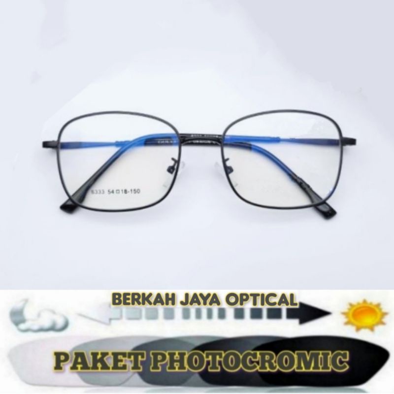 Kacamata 6333 Frame Paket Photocromic Anti°Uv / Anti-Blueray / Minus Anti Radiasi