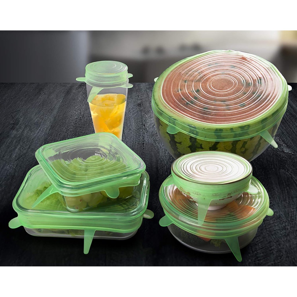 Fresh Food Silikon Tutup Cover Makanan Tetap Awet Anti Tumpah 6 in 1 Tutup Wadah