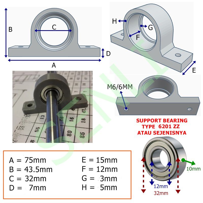 Cover Pillow Block Bearing 32mm Model Duduk