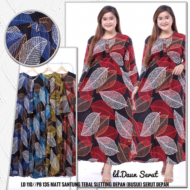 Longdress daun serut daster batik panjang wanita busui murah kekinian