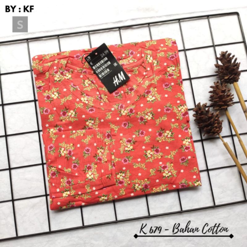 kaos / lengan panjang / spandex / motif bunga