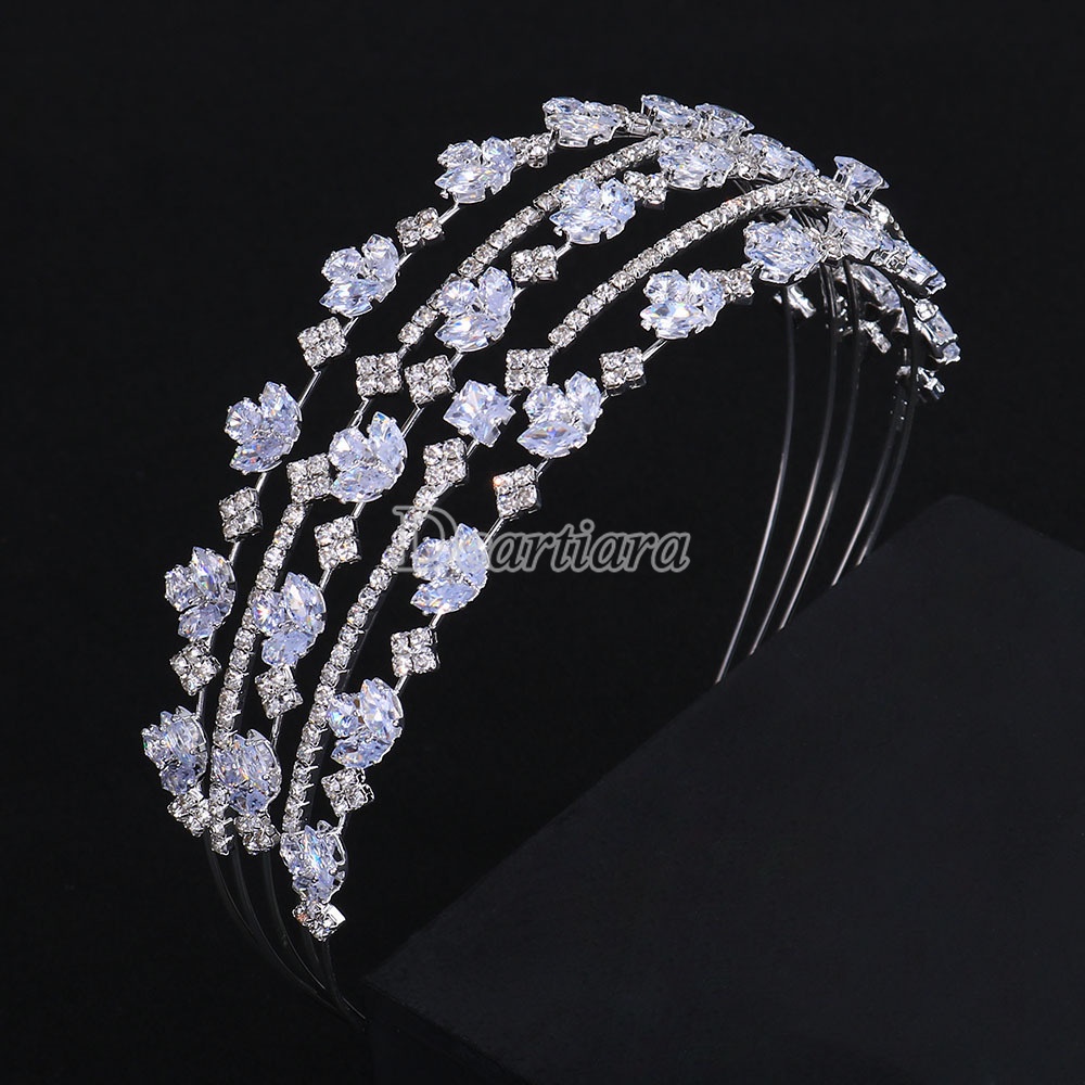 Headband Multilayer Bahan Zirkon Gaya Eropa Amerika Untuk Hiasan Kepala Pernikahan