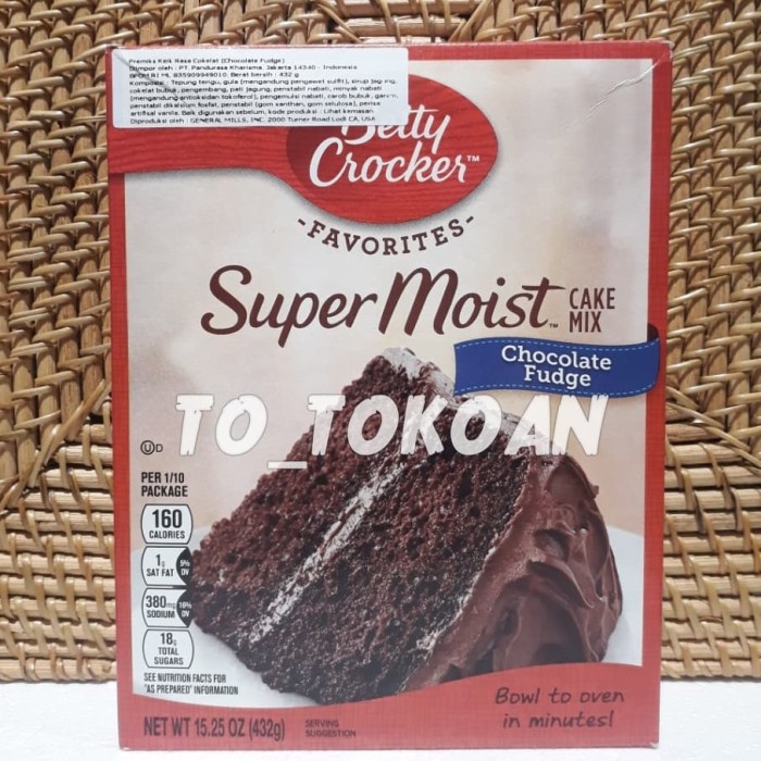 

BISA COD BETTY CROCKER SUPER MOIST CAKE MIX CHOCOLATE FUDGE 432 GR