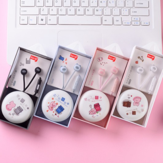 [E-169] Headset Earphone Karakter BABI TONG SAMPAH / Earphone + Wadah Earphone Motif TONG BABI Unik