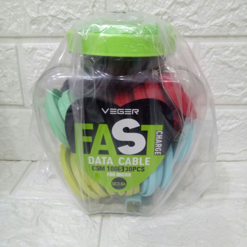 Kabel Data Veger Fast Charging QC3.0A (Toplesan Isi 30pcs)