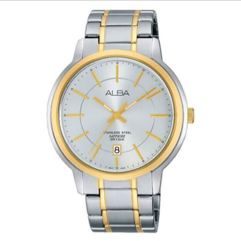 Alba AS9A46X1 Men Gold Silver Steel Jam Tangan Pria AS9A46 Original