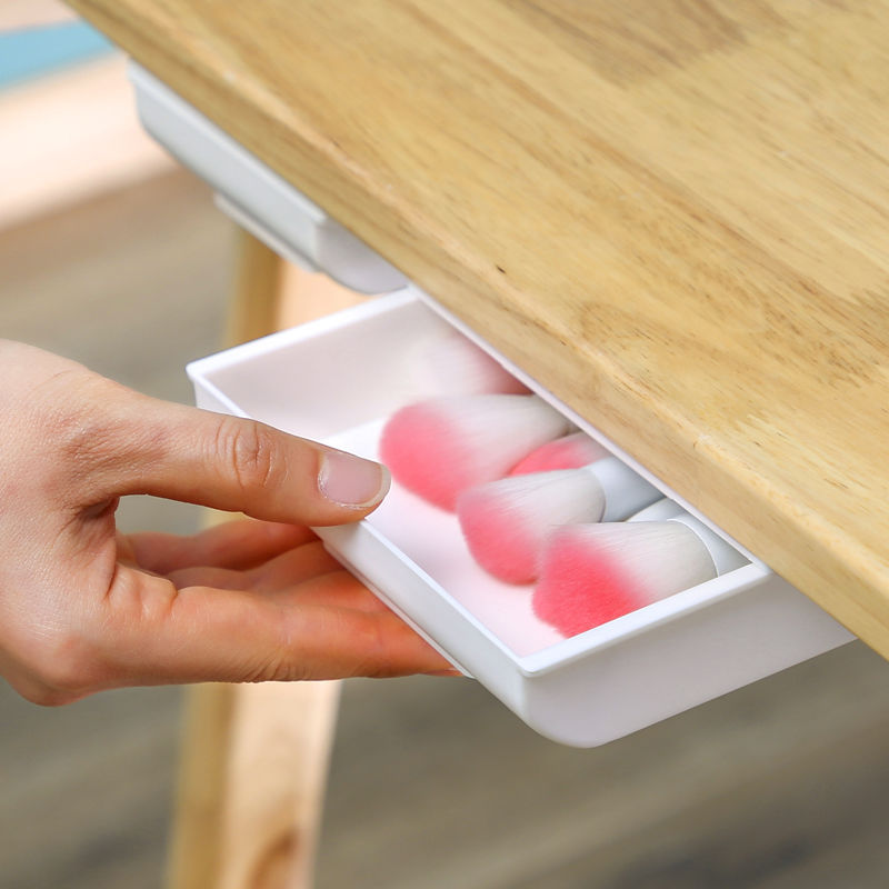 Hidden Self-Adhesive Under Table Drawer Box/Large Capacity Punch-Free Under Table Desk Drawer Box/Organizer Holder Storage Makeup  Box