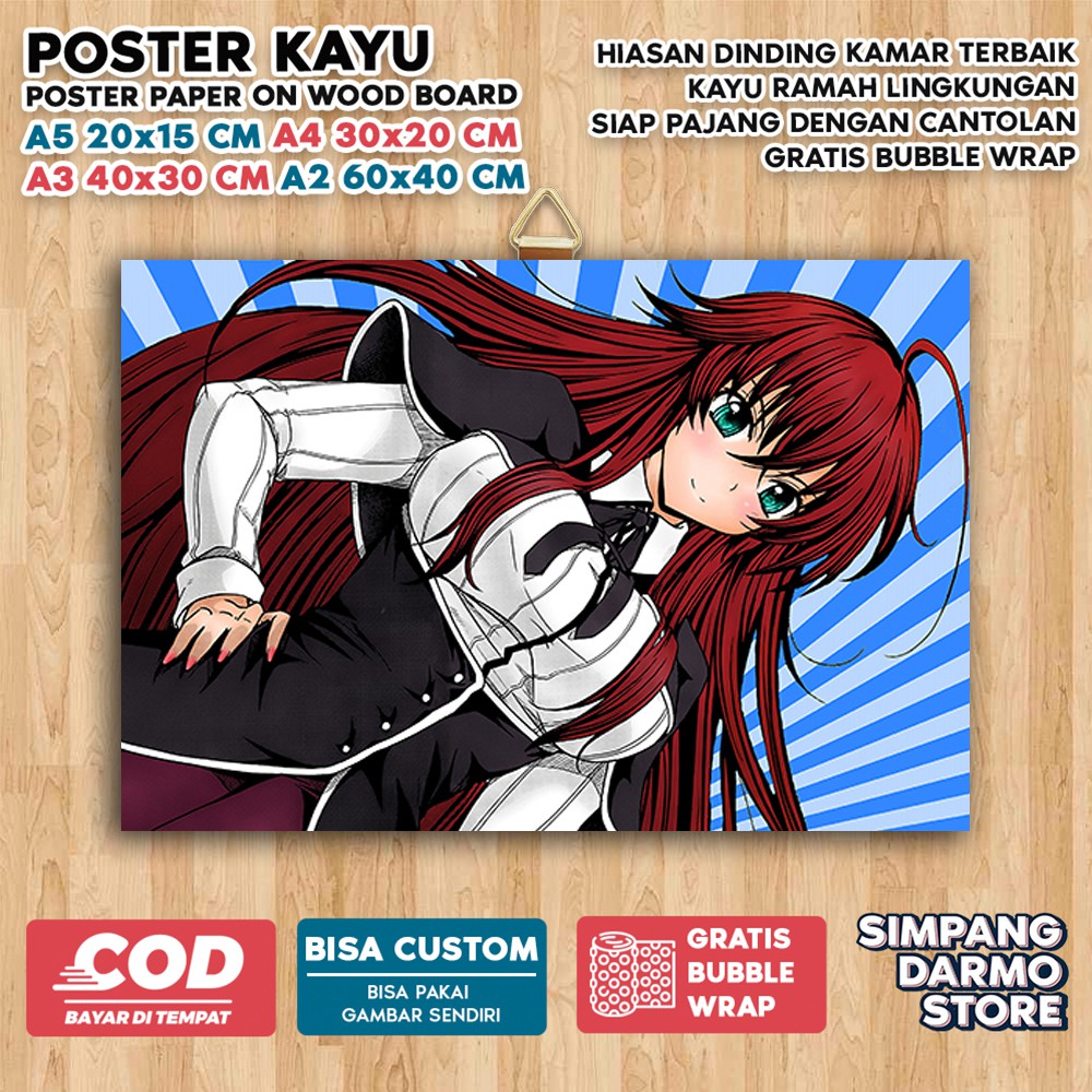 Poster Kayu High School DxD Aestehic Tema Anime Echi Sexy Cute Wibu Waifu Manga Anim Otaku Issei Hyo